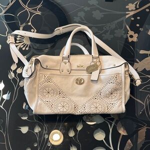 Coach Cream/Beige Leather Satchel